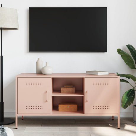 Vidaxl tv-meubel 100,5x39x50,5 cm staal roze
