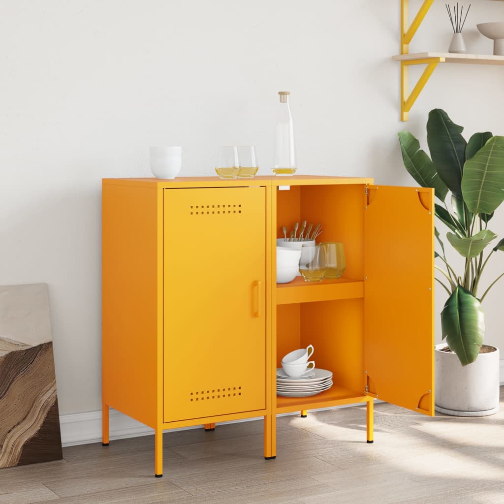 Vidaxl dressoirs 2 st 36x39x79 cm staal mosterdgeel