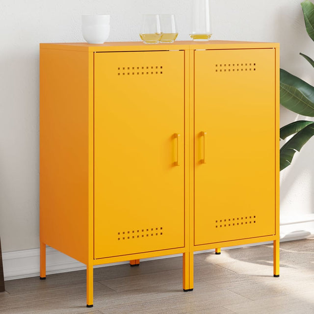 Vidaxl dressoirs 2 st 36x39x79 cm staal mosterdgeel