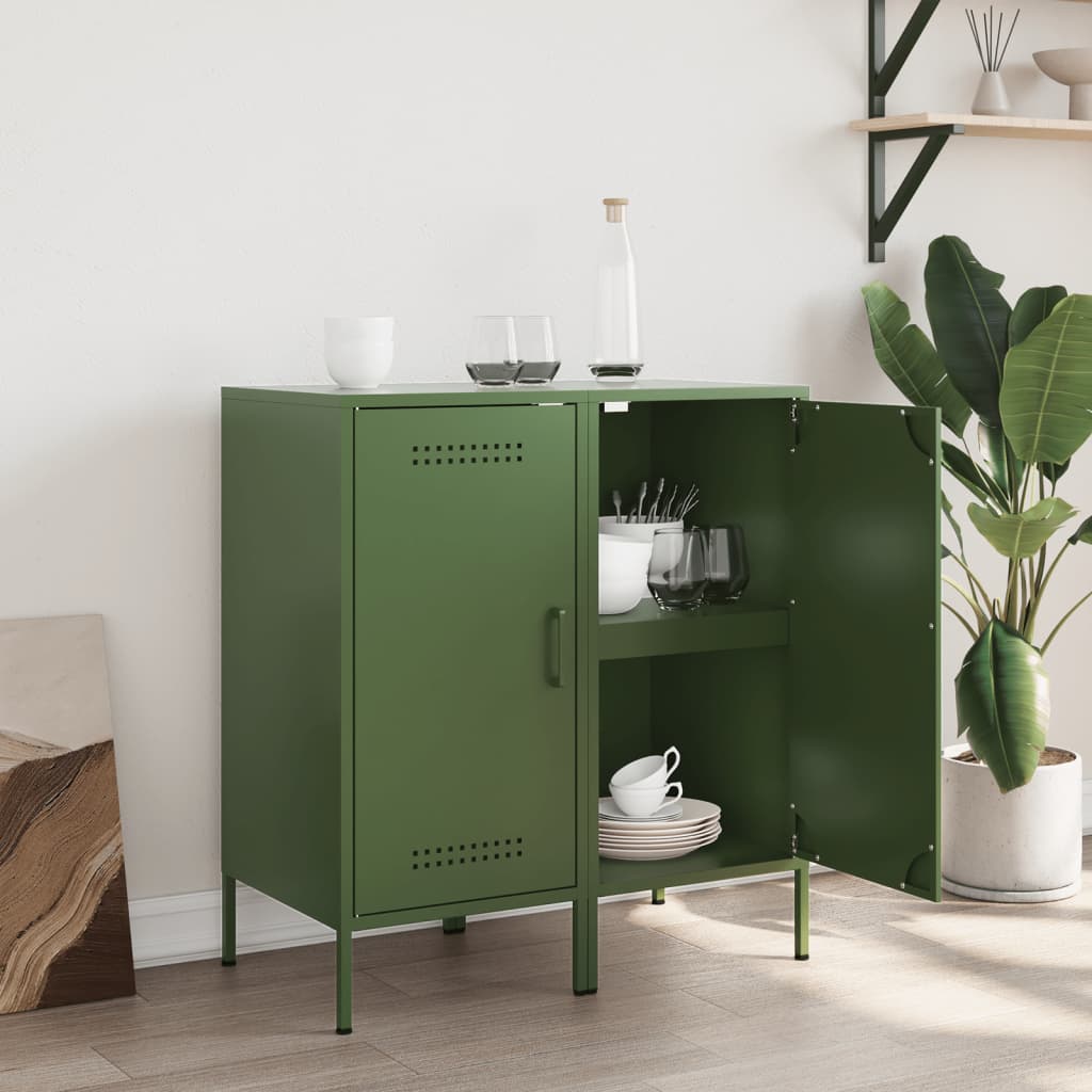 Vidaxl dressoirs 2 st 36x39x79 cm staal olijfgroen