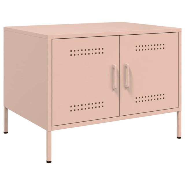 Vidaxl salontafel 68x50x50,5 cm staal roze