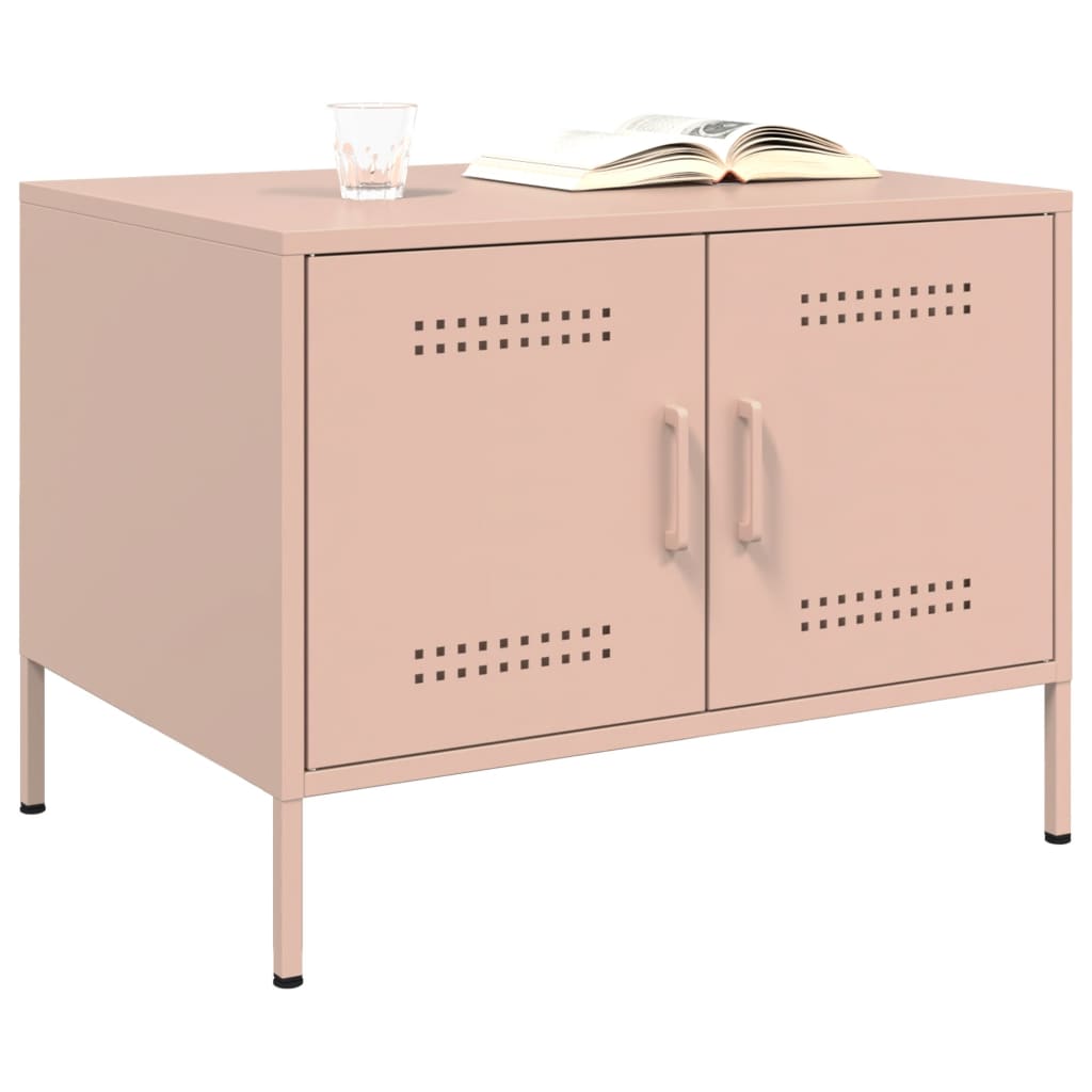 Vidaxl salontafel 68x50x50,5 cm staal roze
