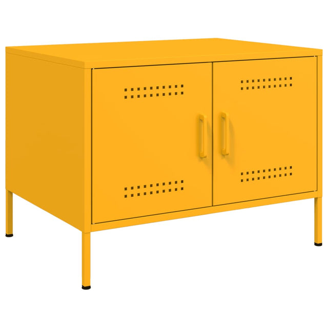 Vidaxl salontafel 68x50x50,5 cm staal mosterdgeel