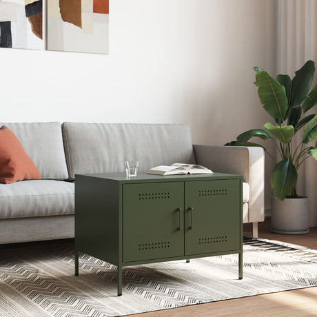 Vidaxl salontafel 68x50x50,5 cm staal olijfgroen