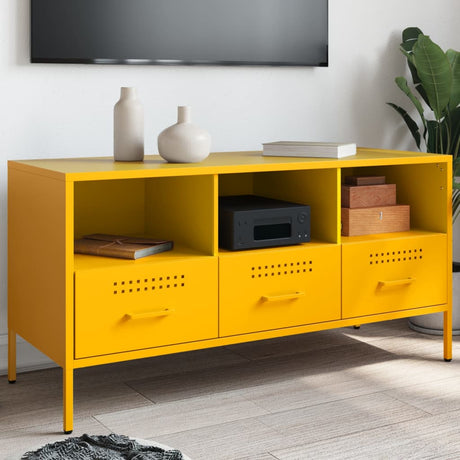 Vidaxl tv-meubel 100,5x39x50,5 cm staal mosterdgeel