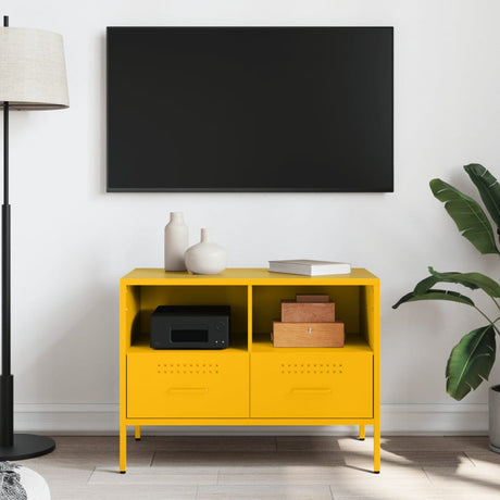 Vidaxl tv-meubel 68x39x50,5 cm staal mosterdgeel