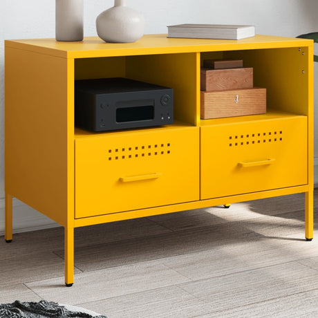 Vidaxl tv-meubel 68x39x50,5 cm staal mosterdgeel
