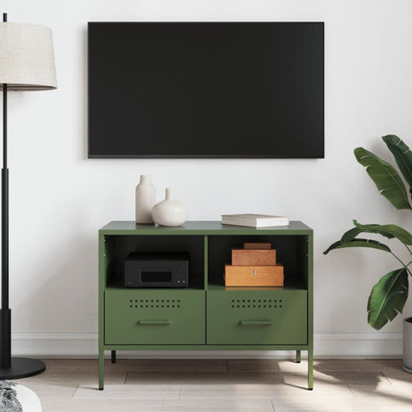 Vidaxl tv-meubel 68x39x50,5 cm staal olijfgroen