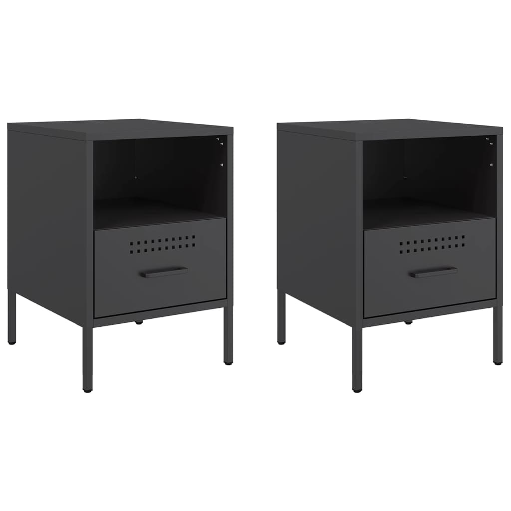 Vidaxl nachtkastjes 2 st 36x39x50,5 cm staal zwart