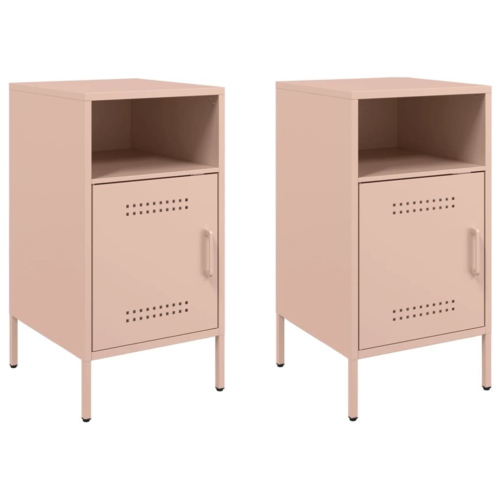 Vidaxl nachtkastjes 2 st 36x39x68 cm staal roze