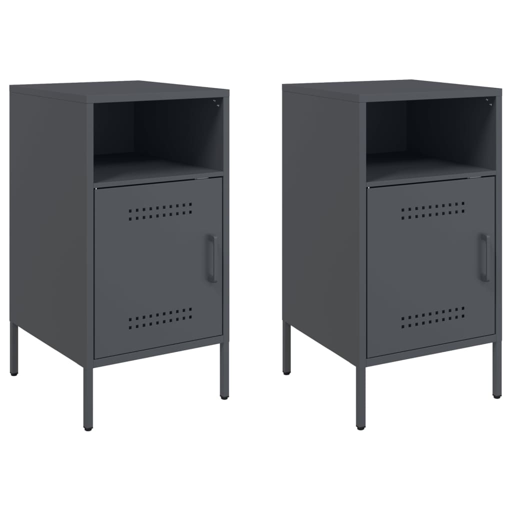 Vidaxl nachtkastjes 2 st 36x39x68 cm staal antracietkleurig