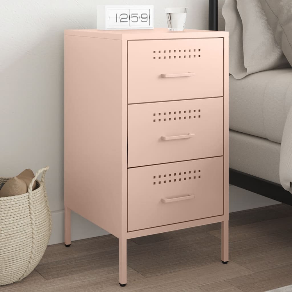 Vidaxl nachtkastje 36x39x68 cm staal roze