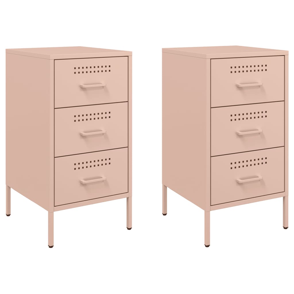 Vidaxl nachtkastjes 2 st 36x39x68 cm staal roze