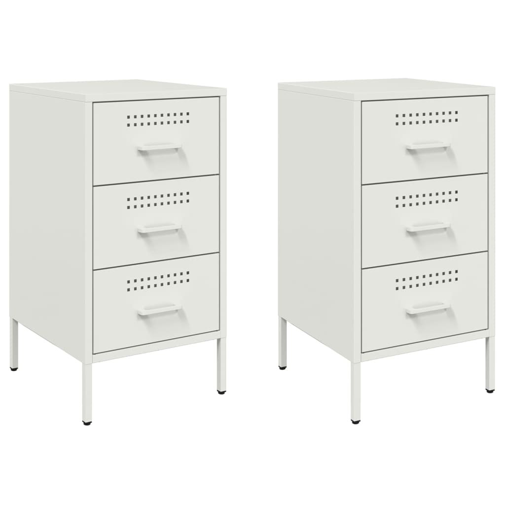 Vidaxl nachtkastjes 2 st 36x39x68 cm staal wit