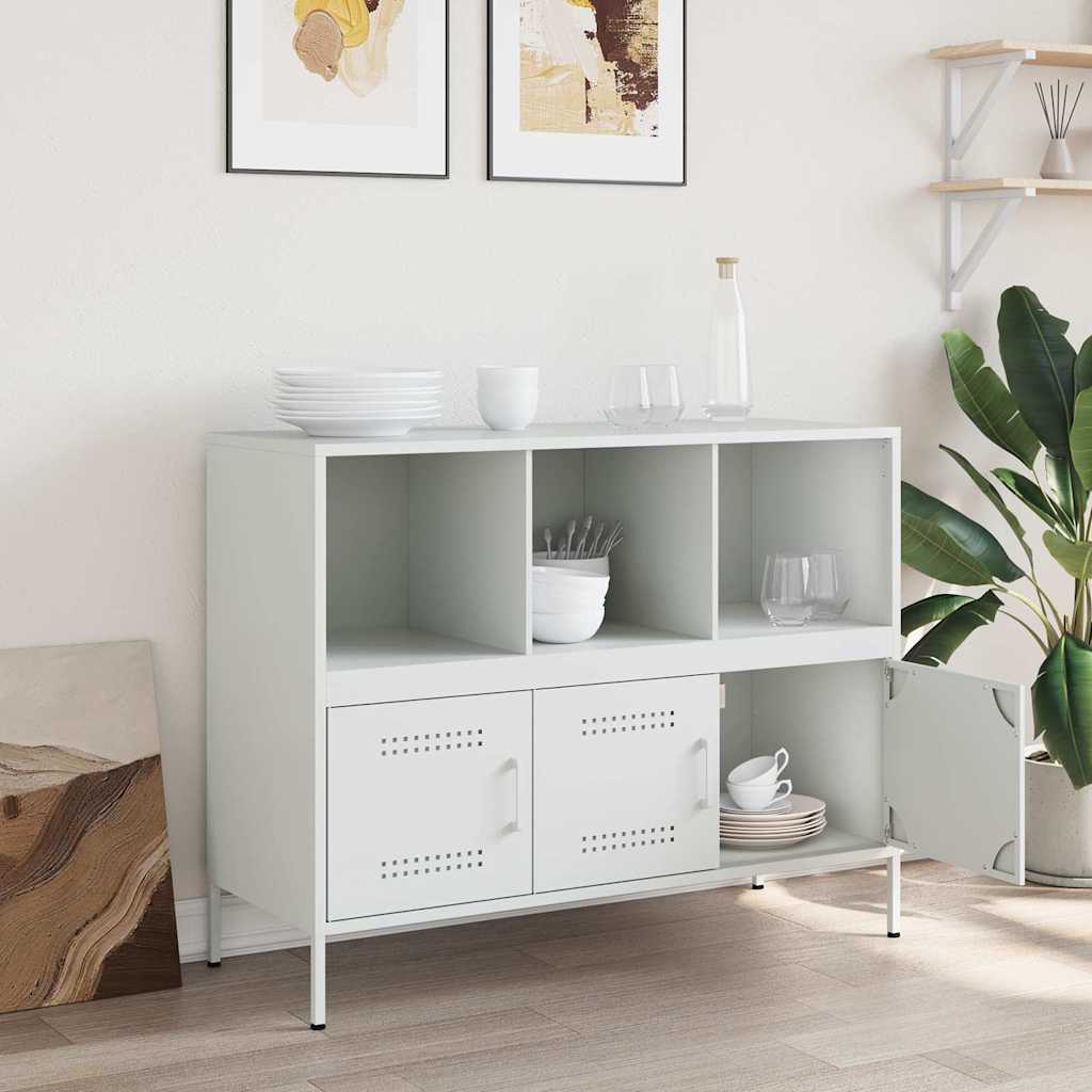 Vidaxl dressoir 100,5x39x79 cm staal wit