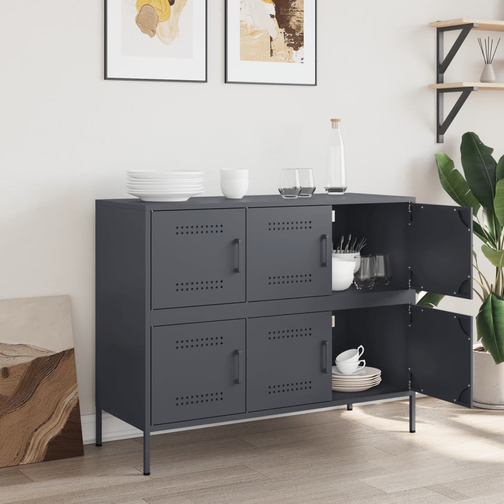 Vidaxl dressoir 100,5x39x79 cm staal antracietkleurig