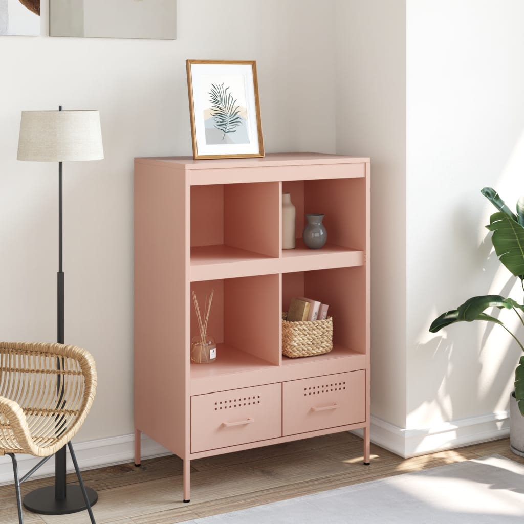 Vidaxl hoge kast 68x39x101,5 cm staal roze