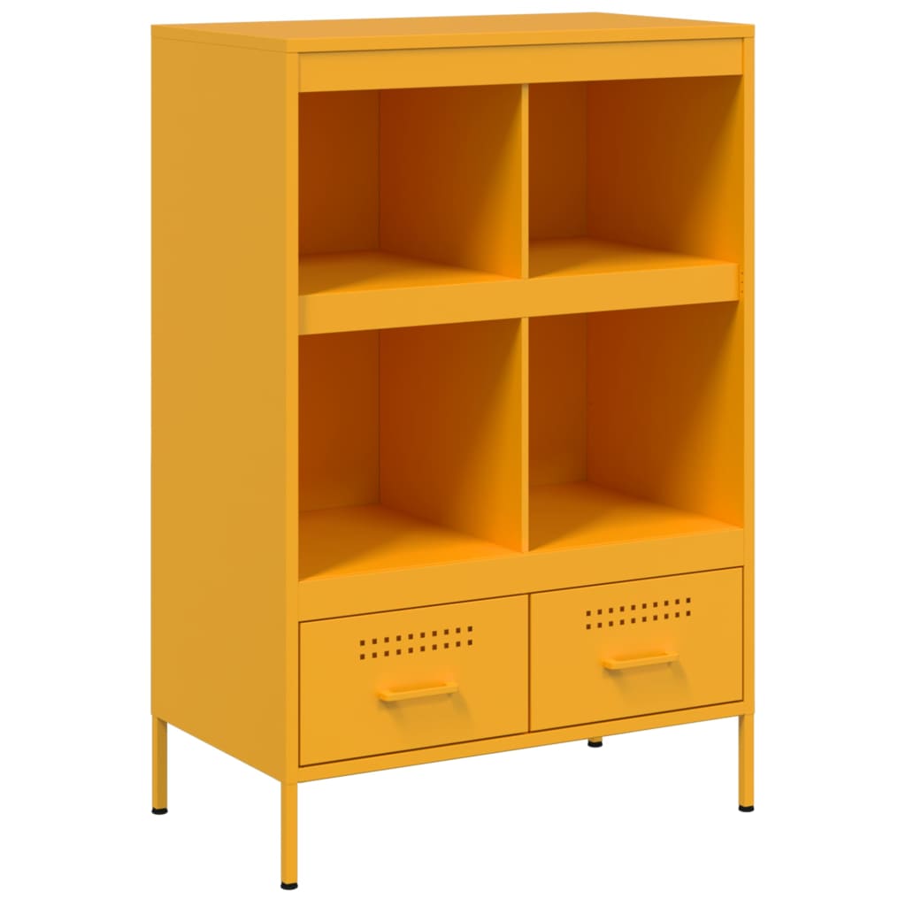 Vidaxl hoge kast 68x39x101,5 cm staal mosterdgeel