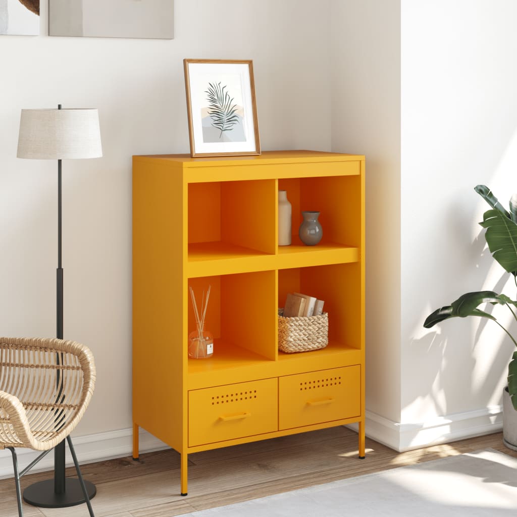 Vidaxl hoge kast 68x39x101,5 cm staal mosterdgeel