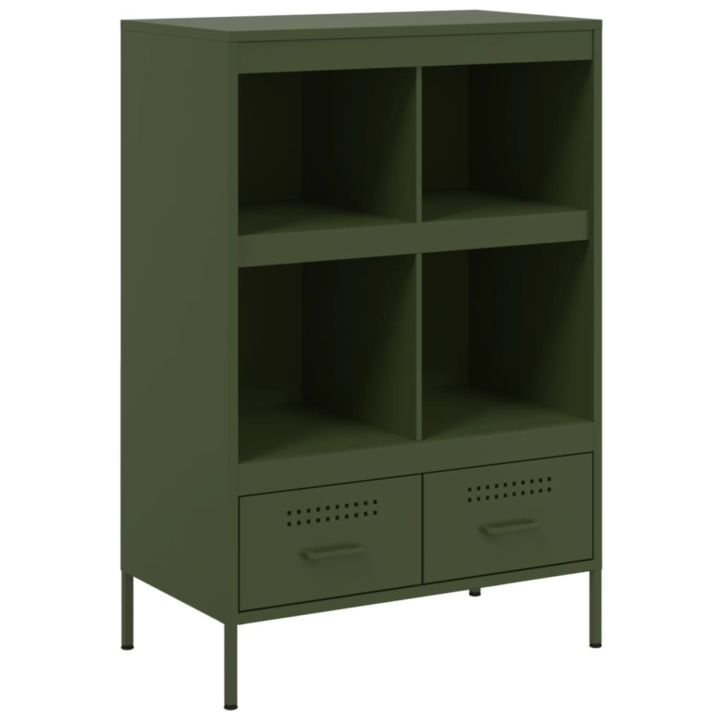 Vidaxl hoge kast 68x39x101,5 cm staal olijfgroen
