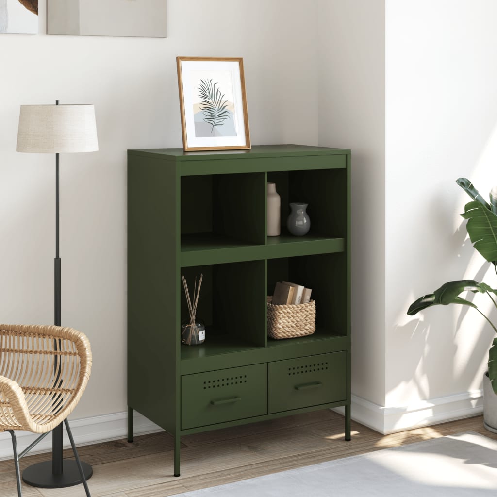 Vidaxl hoge kast 68x39x101,5 cm staal olijfgroen