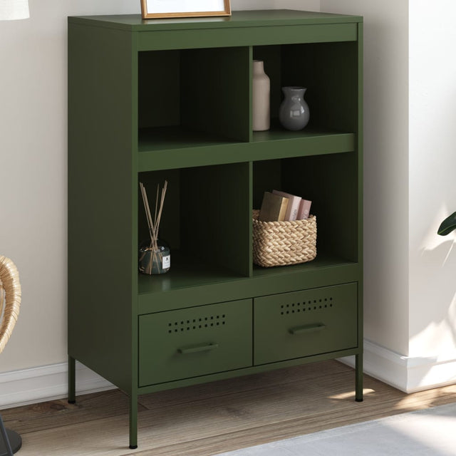 Vidaxl hoge kast 68x39x101,5 cm staal olijfgroen