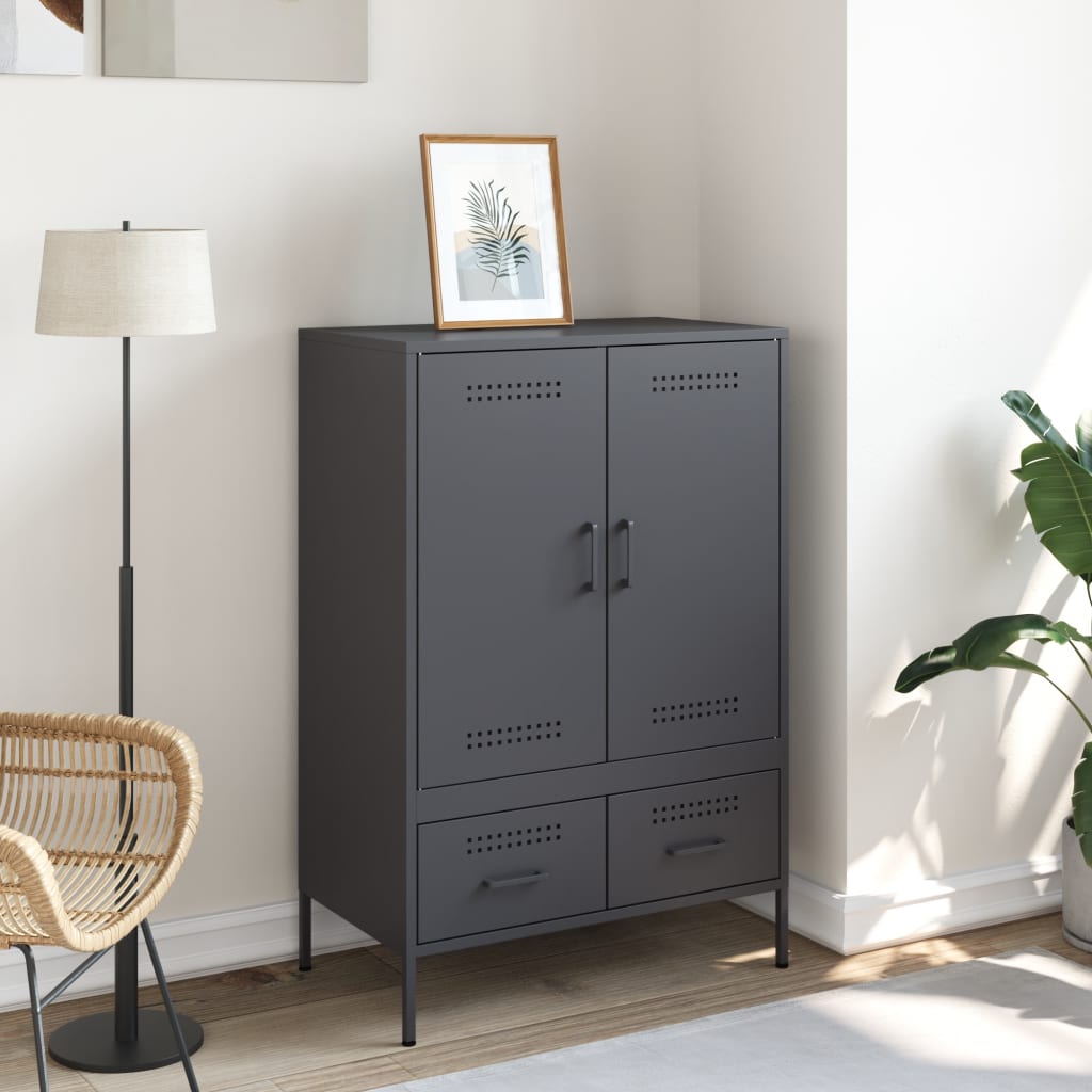 Vidaxl hoge kast 68x39x101,5 cm staal antracietkleurig