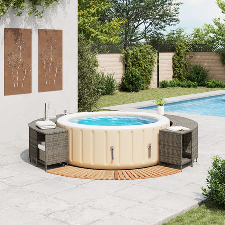 Vidaxl hottub-ombouw poly rattan massief acaciahout grijs
