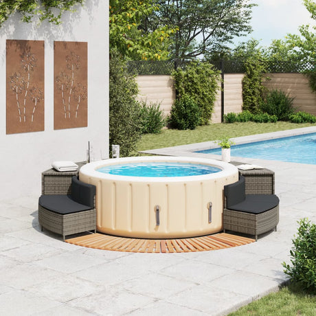 Vidaxl hottub-ombouw poly rattan massief acaciahout grijs