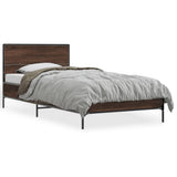 Vidaxl bedframe bewerkt hout en metaal bruin eikenkleurig 90x200 cm