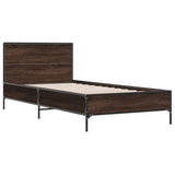 Vidaxl bedframe bewerkt hout en metaal bruin eikenkleurig 90x200 cm