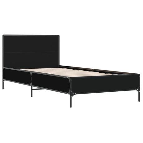 Vidaxl bedframe bewerkt hout en metaal zwart 75x190 cm