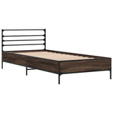 Vidaxl bedframe bewerkt hout en metaal bruin eikenkleurig 90x200 cm