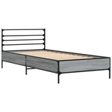 Vidaxl bedframe bewerkt hout en metaal grijs sonoma eiken 75x190 cm