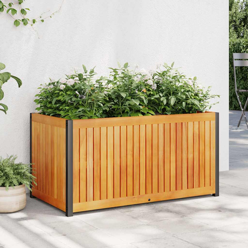 Vidaxx Pflanzgefäß 85x45x44 cm aus massivem Akazienholz und Stahl
