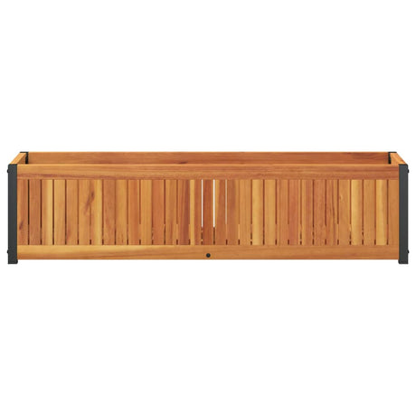 Vidaxx Pflanzgefäß 110x30x27,5 cm aus massivem Akazienholz und Stahl