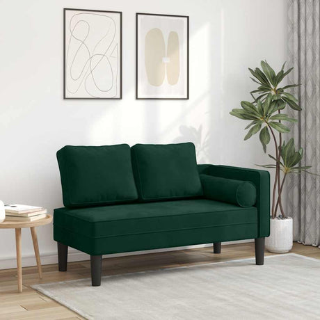 Vidaxl chaise longue met kussens fluweel donkergroen