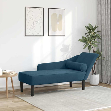 Vidaxl chaise longue met kussens fluweel blauw