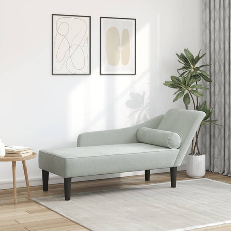 Vidaxl chaise longue met kussens fluweel lichtgrijs