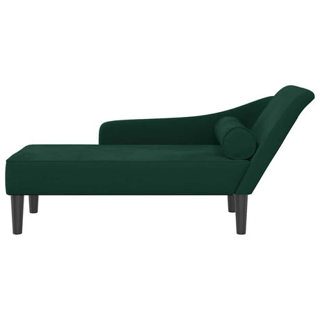 Vidaxl chaise longue met kussens fluweel donkergroen