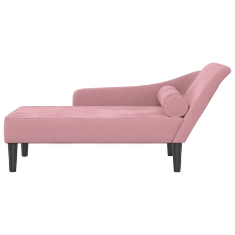 Vidaxl chaise longue met kussens fluweel roze