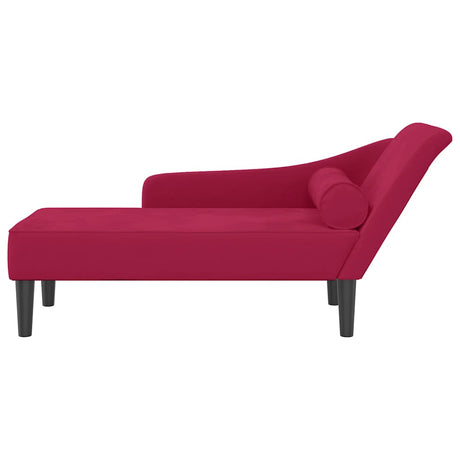 Vidaxl chaise longue met kussens fluweel wijnrood