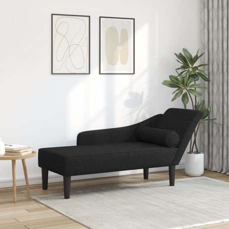 Vidaxl chaise longue met kussens stof zwart