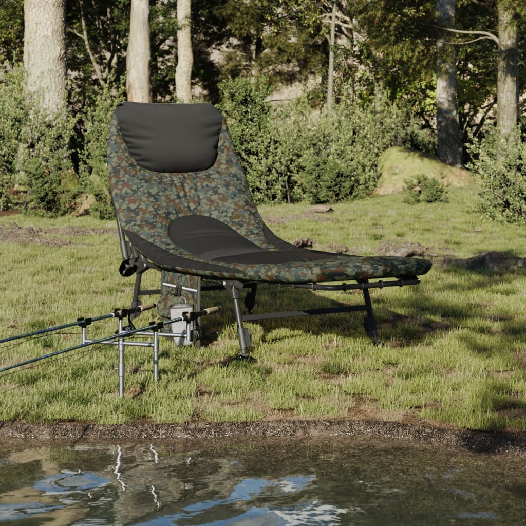 Vidaxl visbed met verstelbare modderpoten inklapbaar camouflage