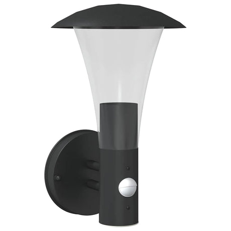 VidaXL Außenwandleuchte mit Sensor Edelstahl schwarz