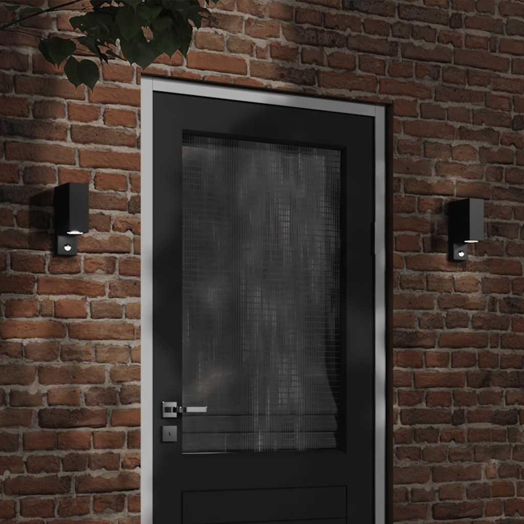 Vidaxx Außenwandleuchten 2 Stück mit Sensoren Aluminiumguss schwarz