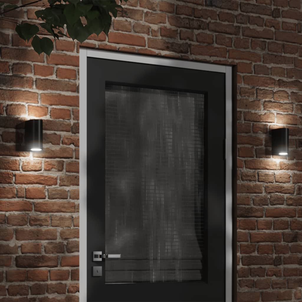 VidaXL Außenwandleuchten 2 Stück Aluminiumguss schwarz
