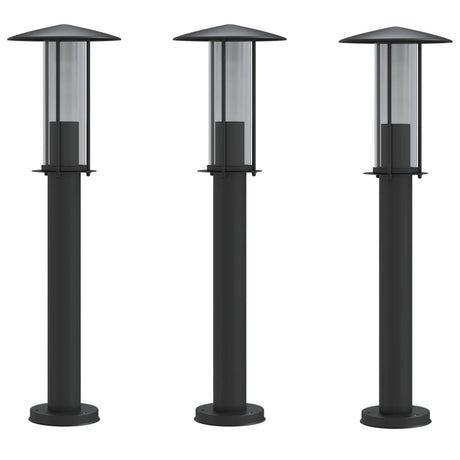 Vidaxx Außenstehleuchte 3 Stk. 60 cm Edelstahl schwarz