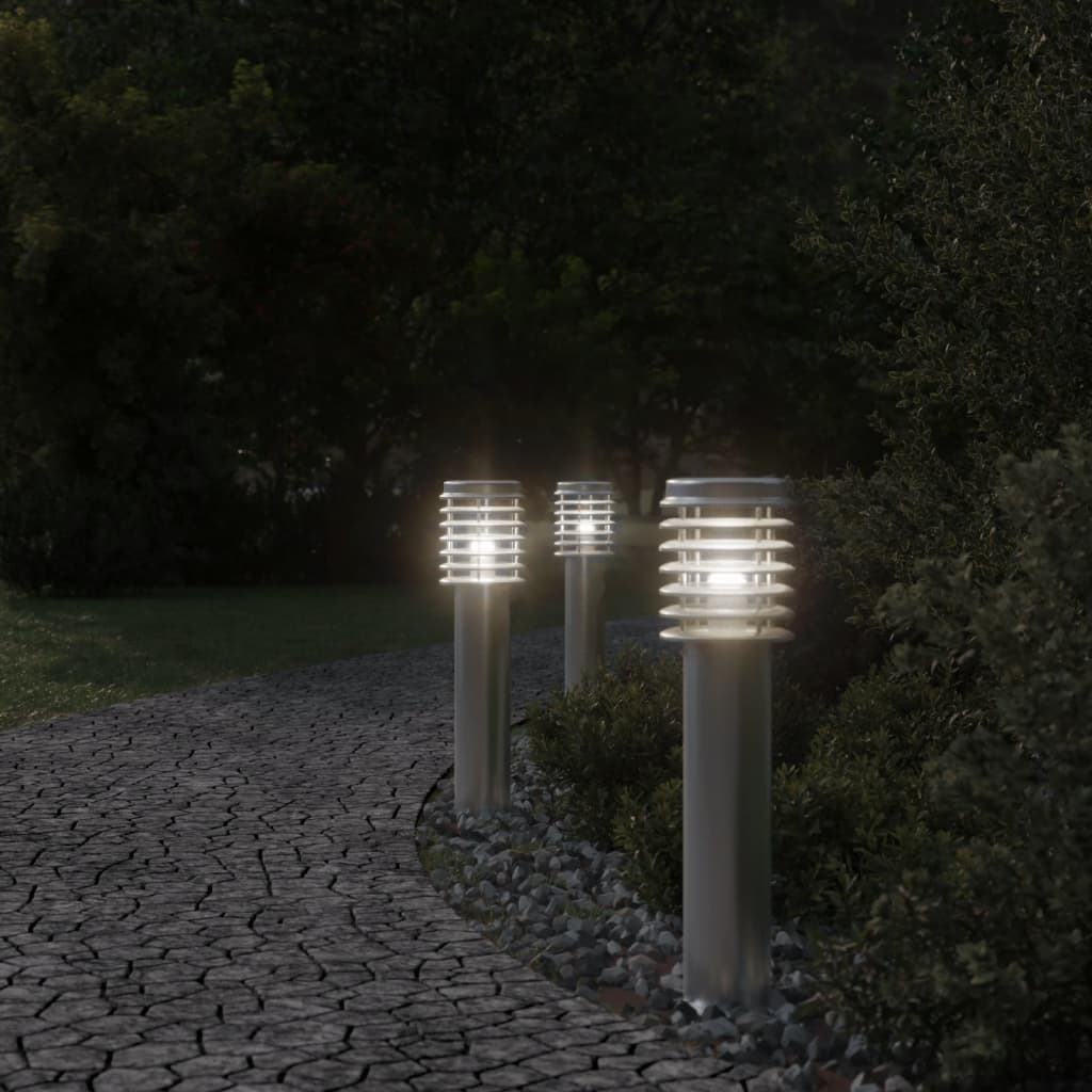VidaXL Außenstehleuchte 3 Stk. 60 cm Edelstahl silberfarben
