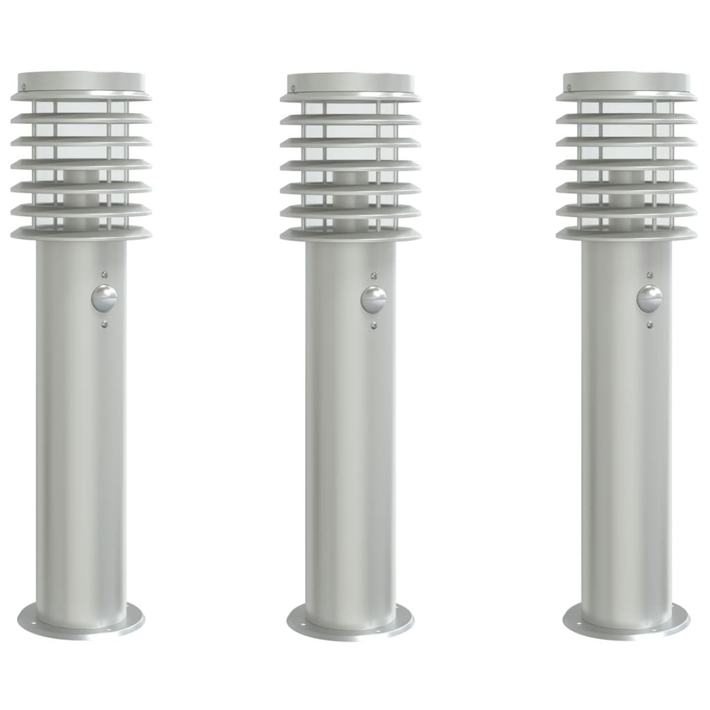 Vidaxx Außenstehleuchten 3 Stk. mit Sensoren 60 cm Edelstahl silber